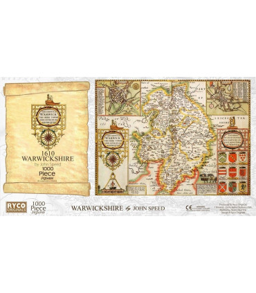 Warwickshire Historical Map 1000 Piece Jigsaw Puzzle (1610)