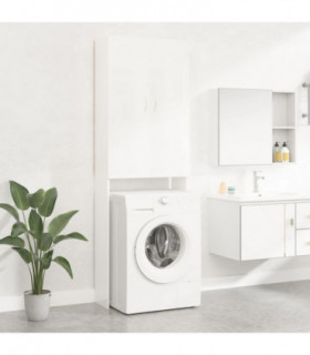 Washing Machine Cabinet High Gloss White 64x25.5x190 cm