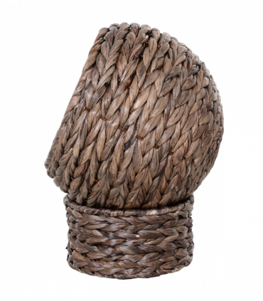 Wicker Cat House, Raised Cat Bed with Cylindrical Base, 42 x 33 x 52cm - Brown