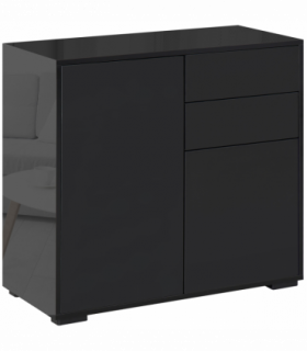 Side Cabinet with 2 Door Cabinet and 2 Drawer for Home Office Black