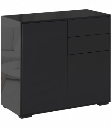 Side Cabinet with 2 Door Cabinet and 2 Drawer for Home Office Black