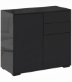 Side Cabinet with 2 Door Cabinet and 2 Drawer for Home Office Black