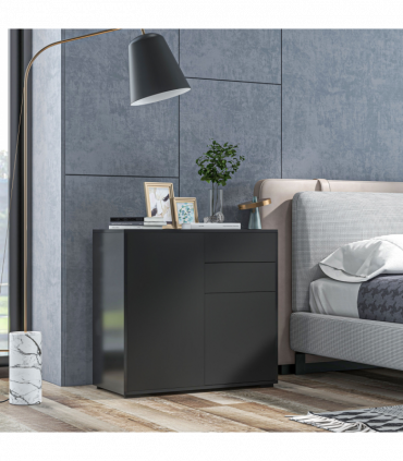 Side Cabinet with 2 Door Cabinet and 2 Drawer for Home Office Black