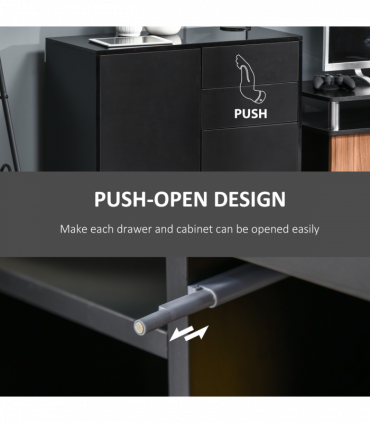 Side Cabinet with 2 Door Cabinet and 2 Drawer for Home Office Black