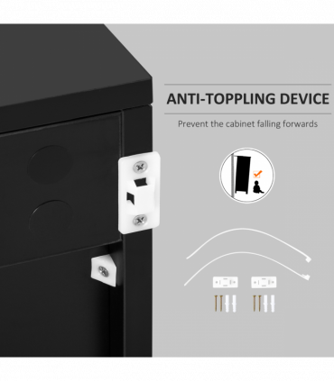 Side Cabinet with 2 Door Cabinet and 2 Drawer for Home Office Black