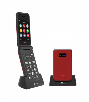 TTfone Red TT760 Flip 4G Mobile with USB C Dock Charger