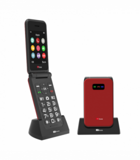 TTfone Red TT760 Flip 4G Mobile with Dock Charger, Giffgaff SIM