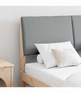 vidaXL Upholstered Headboard Light Grey 140 cm Solid Pine Wood