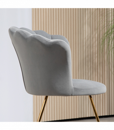 HOMCOM Accent Chair, Velvet Armchair with Lotus Backrest, Steel Legs, Grey