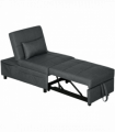 HOMCOM Folding Sofa Bed Adjustable Single Sleeper w/ Pillow Side Pocket, Grey