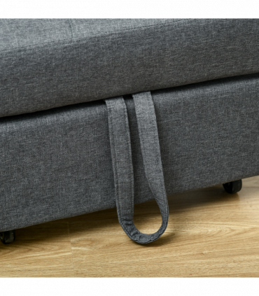 HOMCOM Folding Sofa Bed Adjustable Single Sleeper w/ Pillow Side Pocket, Grey