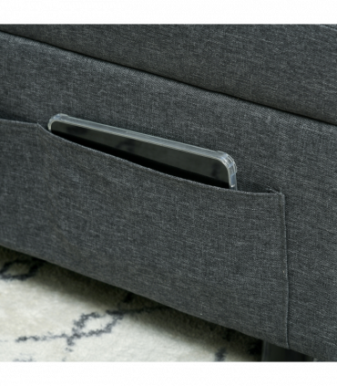 HOMCOM Folding Sofa Bed Adjustable Single Sleeper w/ Pillow Side Pocket, Grey