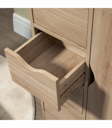 HOMCOM Freestanding Bathroom Cabinet with 4 Drawers and Door Cupboard Natural