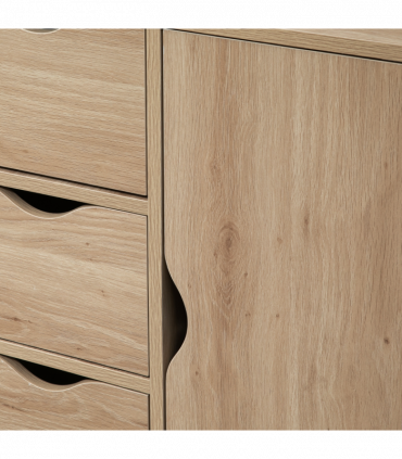 HOMCOM Freestanding Bathroom Cabinet with 4 Drawers and Door Cupboard Natural