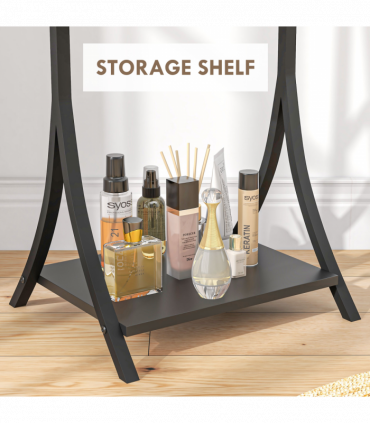 HOMCOM Freestanding Full Length Mirror Adjustable Full Body Mirror w/ Shelf