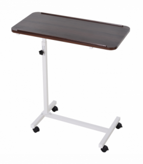 Multipurpose Overbed Chair Table Sofa Side Stand Height Adjustable White/Brown