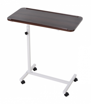 Multipurpose Overbed Chair Table Sofa Side Stand Height Adjustable White/Brown