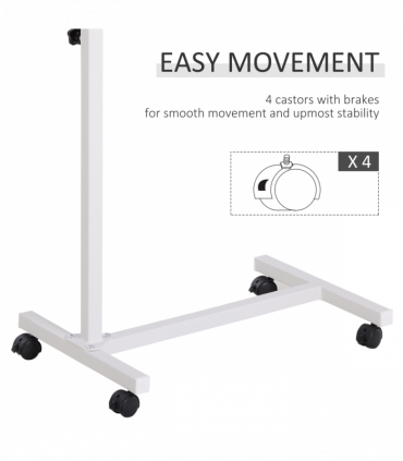 Multipurpose Overbed Chair Table Sofa Side Stand Height Adjustable White/Brown