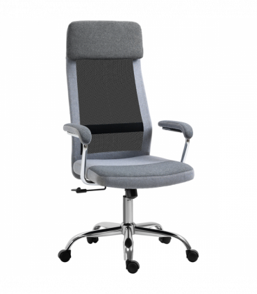 Office Chair Mesh High Back Swivel Task Home Desk Chair w/ Arm, Grey Vinsetto