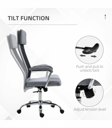 Office Chair Mesh High Back Swivel Task Home Desk Chair w/ Arm, Grey Vinsetto