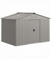 Outsunny 9 x 6FT Galvanised Garden Storage Shed with Sliding Door, Grey