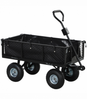 Outsunny Garden Cart with Removable Liner, Quick-Release Sides, Black