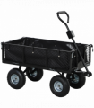 Outsunny Garden Cart with Removable Liner, Quick-Release Sides, Black