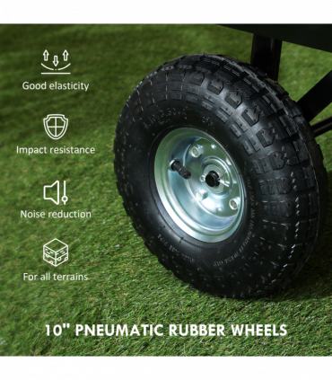 Outsunny Garden Cart with Removable Liner, Quick-Release Sides, Black