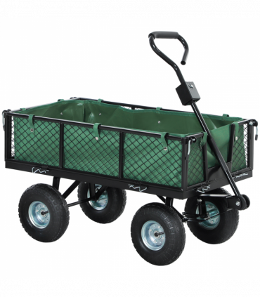 Outsunny Garden Cart with Removable Liner, Quick-Release Sides, Green