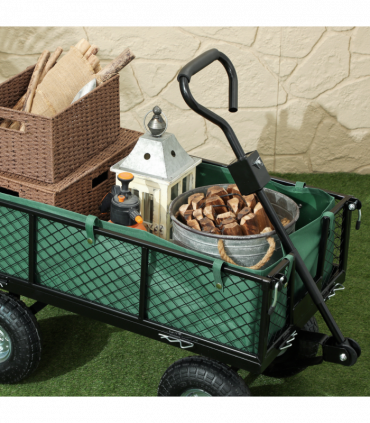 Outsunny Garden Cart with Removable Liner, Quick-Release Sides, Green