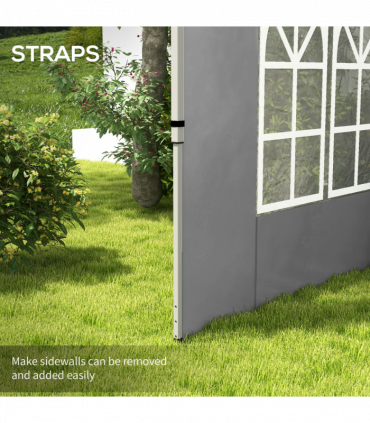 Outsunny Gazebo Side Panels for 3x3(m) or 3x4m Pop Up Gazebo, 2 Pack, Grey