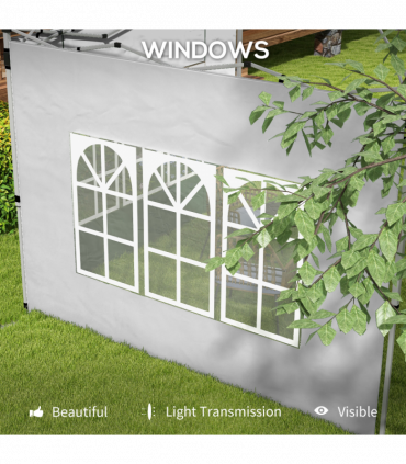 Outsunny Gazebo Side Panels for 3x3(m) or 3x4m Pop Up Gazebo, 2 Pack, Grey