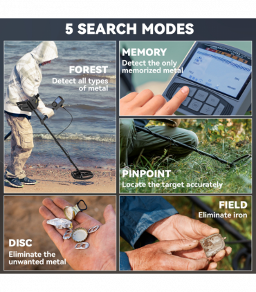 Outsunny Gold Metal Detector with DSP Chip and 5 Professional Modes