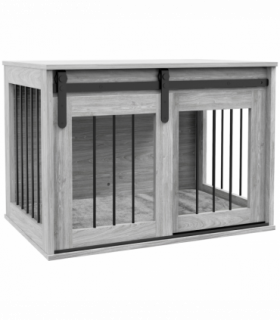 PawHut Dog Crate Furniture with Removable Cushion, for Medium Dogs - Grey