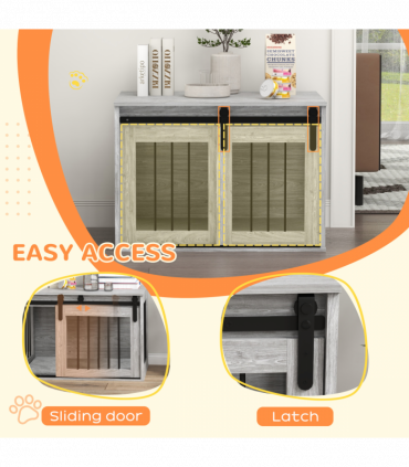 PawHut Dog Crate Furniture with Removable Cushion, for Medium Dogs - Grey