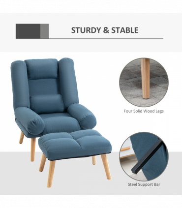 Recliner with Ottoman 3-Position Adjustable Reclining Lounger Sofa Chair