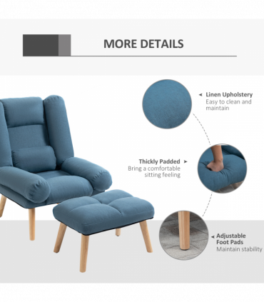 Recliner with Ottoman 3-Position Adjustable Reclining Lounger Sofa Chair