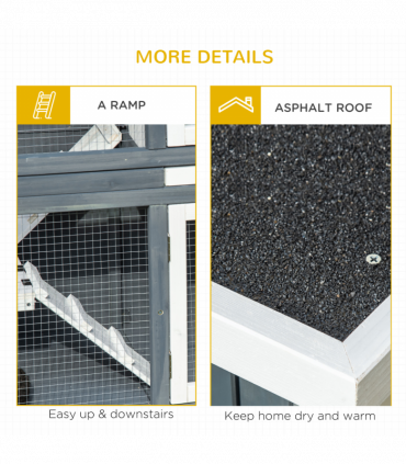 Two-Tier Wooden Rabbit Hutch Bunny Run w/ Openable Roof, Slide-Out Tray, Ramp