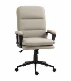 Vinsetto PU Leather Office Chair for Home with Arm, Adjustable Height, Grey