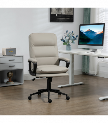 Vinsetto PU Leather Office Chair for Home with Arm, Adjustable Height, Grey