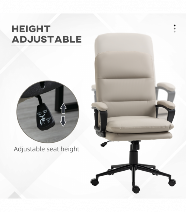 Vinsetto PU Leather Office Chair for Home with Arm, Adjustable Height, Grey