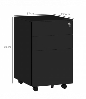 Vinsetto Steel File Cabinet with Lock Hanging Bar for Letter A4 Legal Size Black