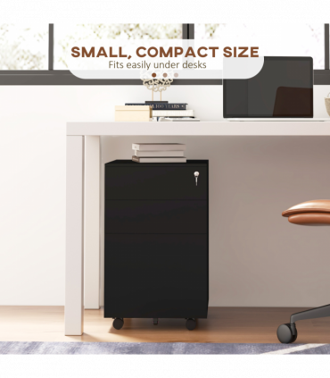 Vinsetto Steel File Cabinet with Lock Hanging Bar for Letter A4 Legal Size Black