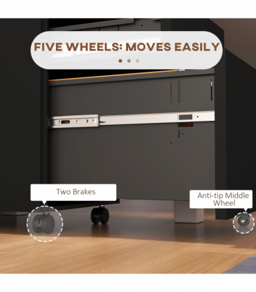 Vinsetto Steel File Cabinet with Lock Hanging Bar for Letter A4 Legal Size Black