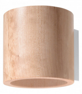 Wall Lamp ORBIS Up/Down Natural Wood Round Tube Boho Design LED G9