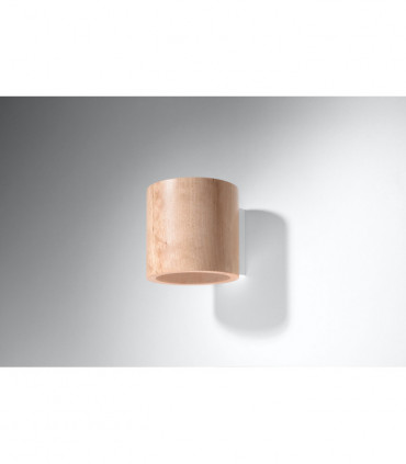 Wall Lamp ORBIS Up/Down Natural Wood Round Tube Boho Design LED G9