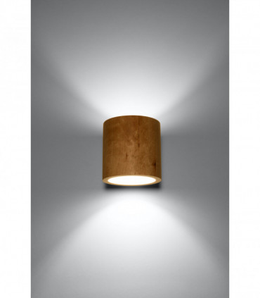 Wall Lamp ORBIS Up/Down Natural Wood Round Tube Boho Design LED G9