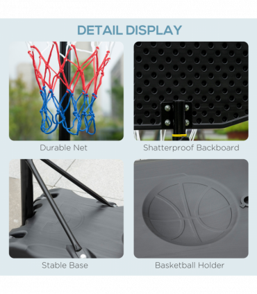 Adjustable Basketball Hoop Stand w/ Wheels and Weight Base 1.6-2.1m HOMCOM
