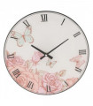 Hometime Glass Wall Clock 30cm Floral with Butterfly Design