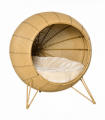 PawHut Wicker Cat Bed Elevated Rattan Kitten Basket Cozy Cave w/ Soft Cushion